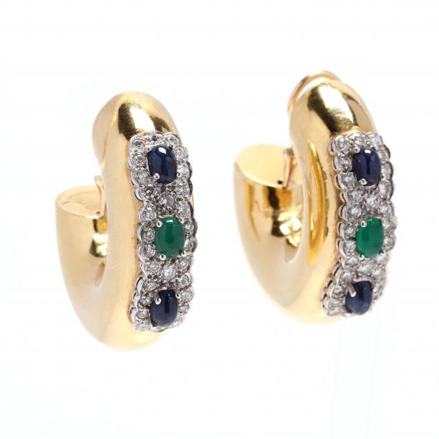 18kt-bi-color-gold-and-gem-set-earrings-italy