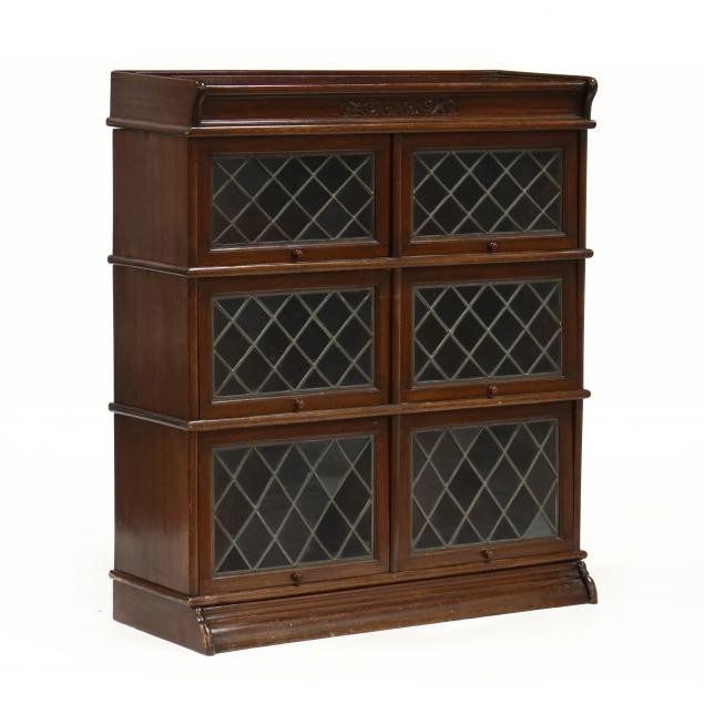 mahogany-and-leaded-glass-barrister-bookcase