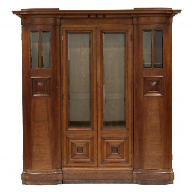 antique-germain-inlaid-oak-bookcase