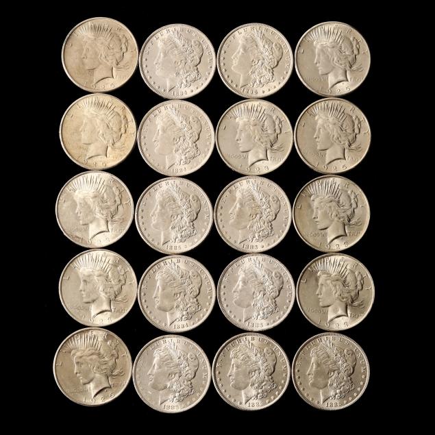 mixed-roll-of-uncirculated-morgan-and-peace-dollars