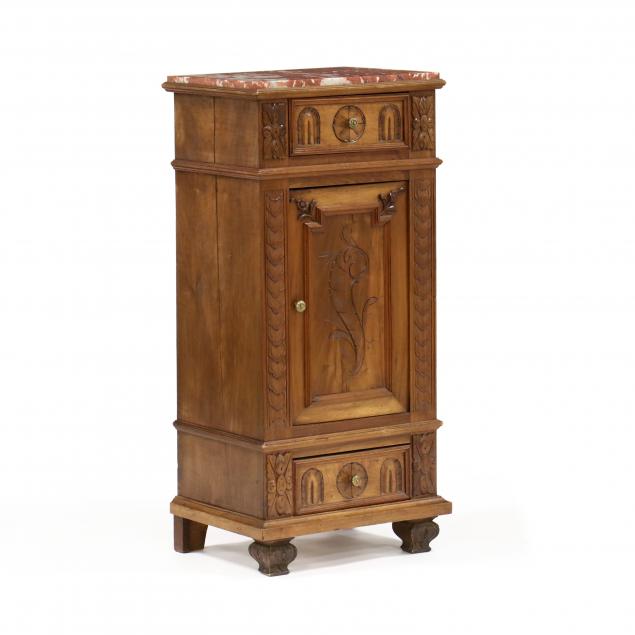 continental-carved-walnut-marble-top-side-cabinet