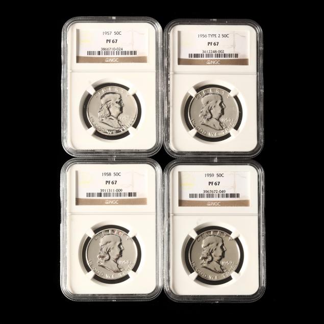 four-1950s-proof-franklin-half-dollars-all-ngc-pf67