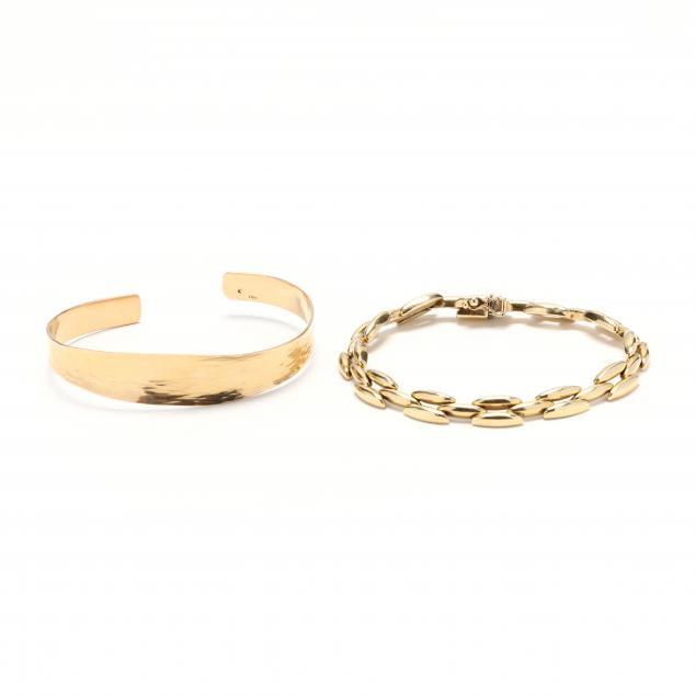 two-14kt-gold-bracelets