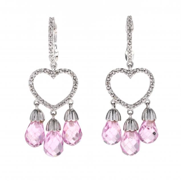 14kt-white-gold-and-gem-set-heart-motif-earrings