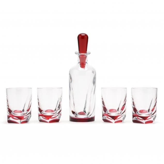 baccarat-i-coffret-projection-rouge-i-decanter-and-four-glasses