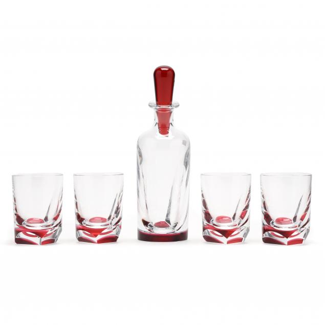 baccarat-i-coffret-projection-rouge-i-decanter-and-four-glasses