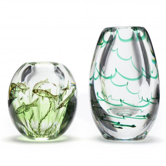 two-mid-century-swedish-art-glass-vases