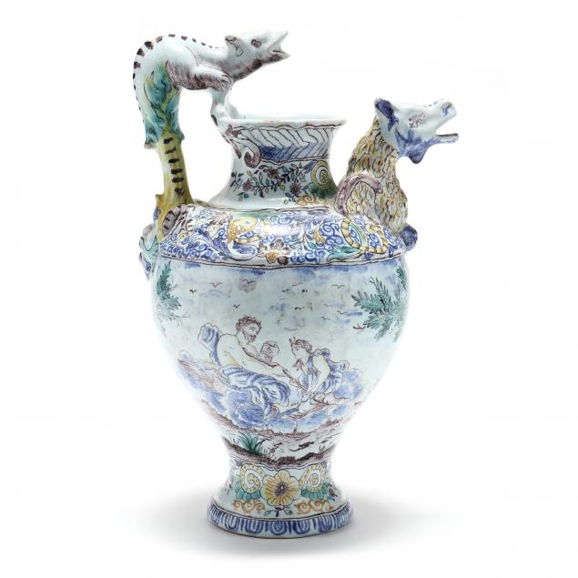 a-polychrome-faience-figural-ewer