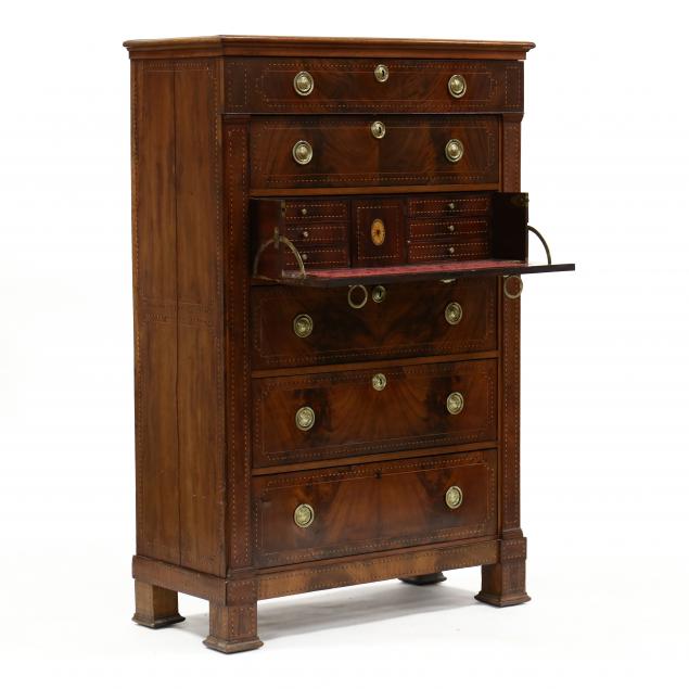 antique-english-inlaid-mahogany-tall-butler-s-chest-of-drawers