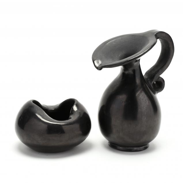 two-dona-rose-mexican-blackware-pots