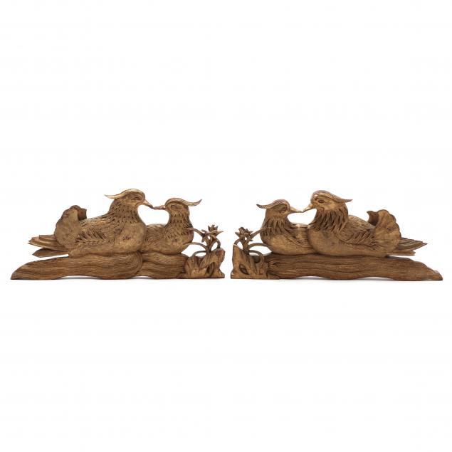 pair-of-gilt-chinese-duck-wall-plaques