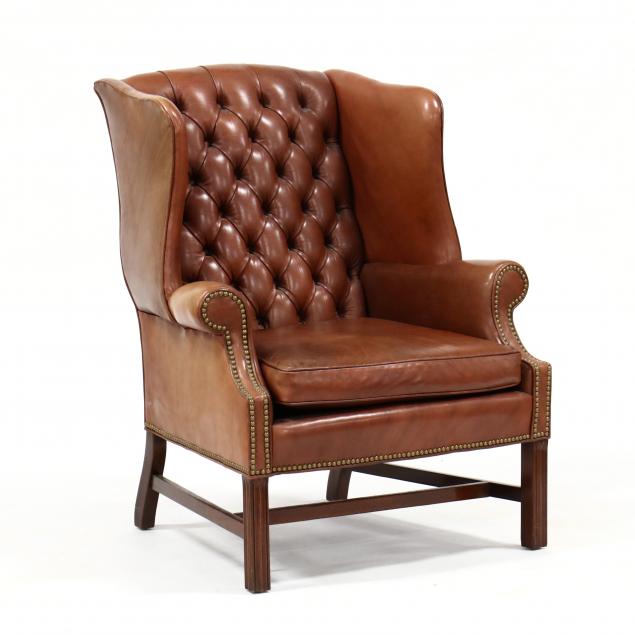 leathercraft-chippendale-style-tufted-leather-easy-chair