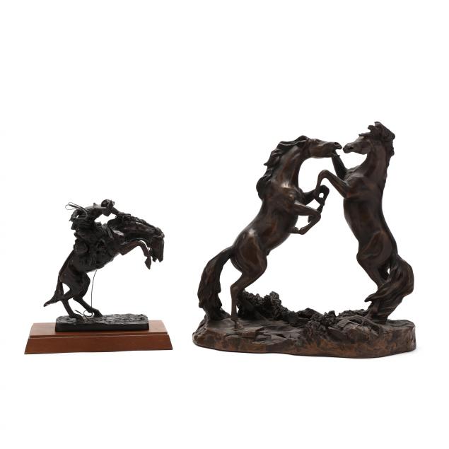 two-western-horse-bronzes