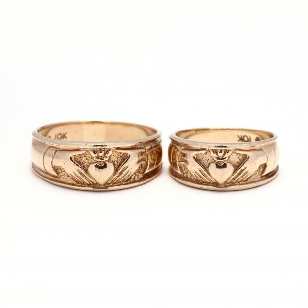 two-10kt-gold-claddagh-rings