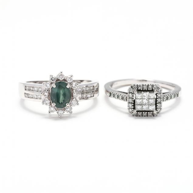 two-14kt-white-gold-and-gem-set-rings