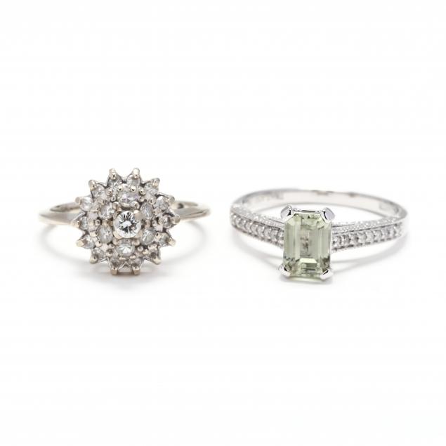 two-14kt-white-gold-and-gem-set-rings