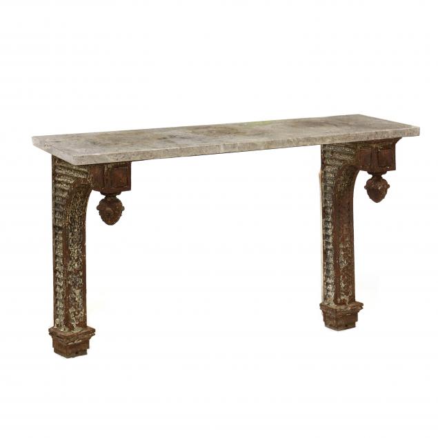 antique-iron-and-marble-wall-mount-console-table