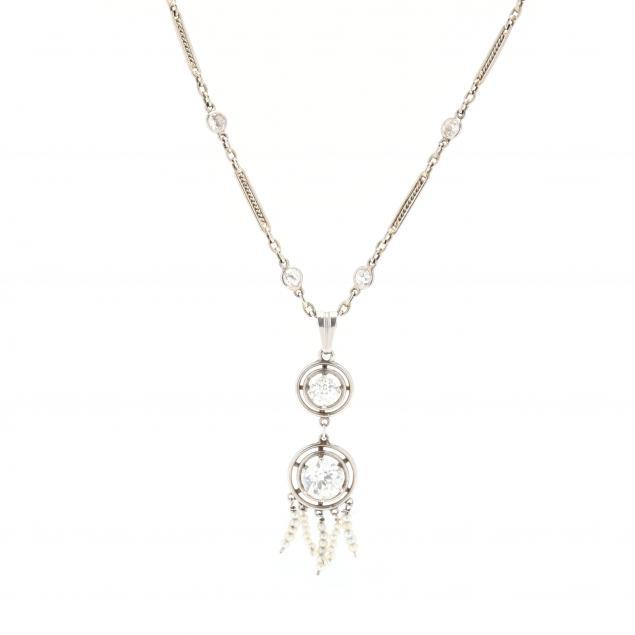 art-deco-18kt-white-gold-diamond-and-seed-pearl-necklace