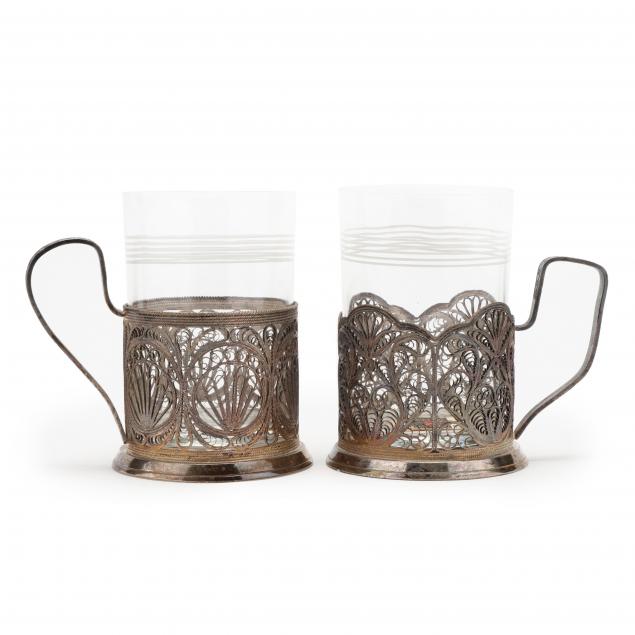 two-russian-silverpate-tea-glass-holders