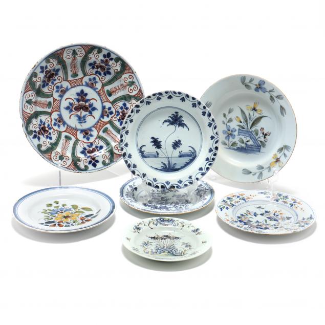 six-english-delft-plates-and-a-charger