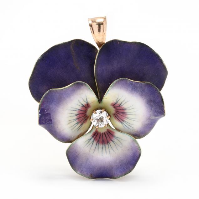 14kt-gold-and-enamel-pansy-motif-brooch-pendant