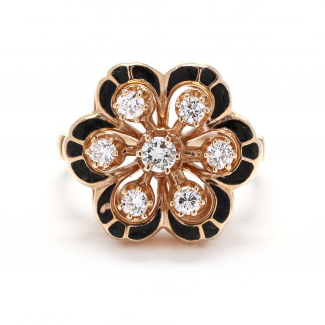 vintage-14kt-gold-diamond-and-enamel-ring