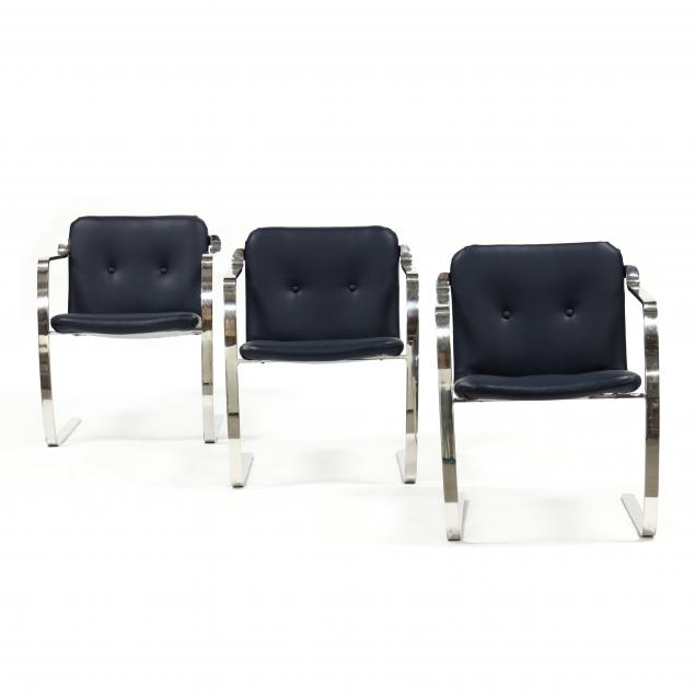 set-of-three-polished-steel-armchairs