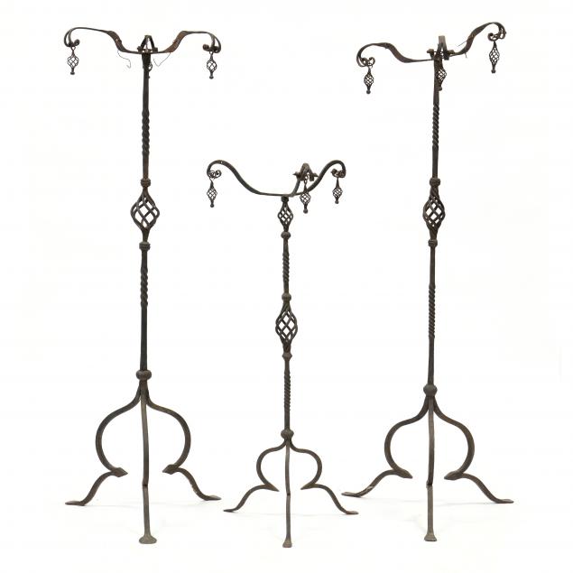 three-spanish-wrought-iron-stands