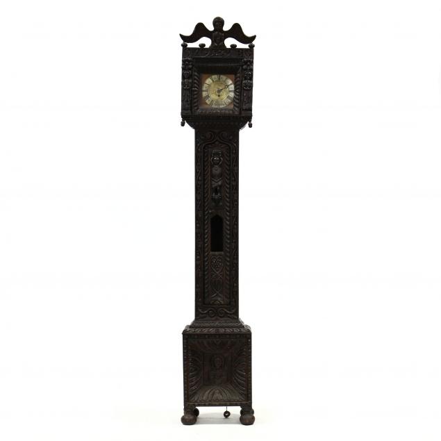 antique-english-folk-art-carved-tall-case-clock