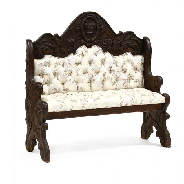 antique-continental-diminutive-carved-oak-bench