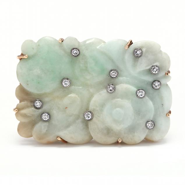 vintage-14kt-gold-jade-and-diamond-brooch