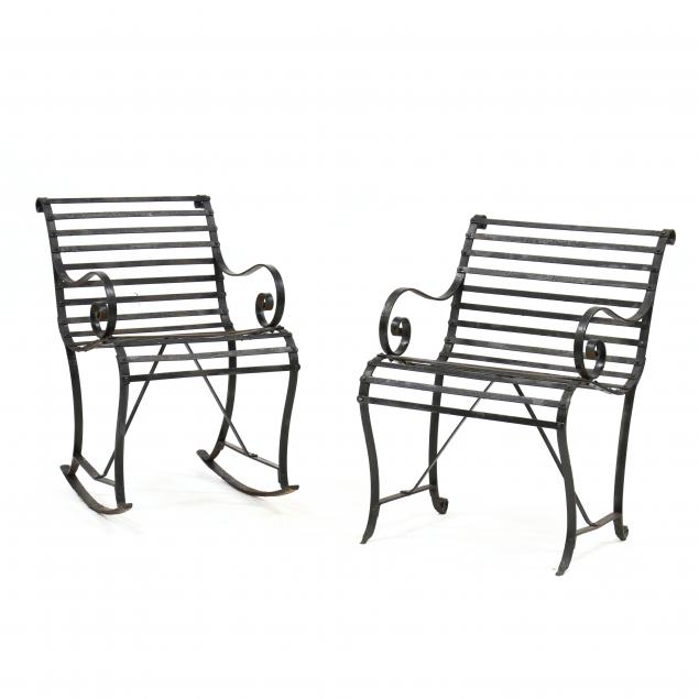 antique-iron-garden-chair-and-rocker