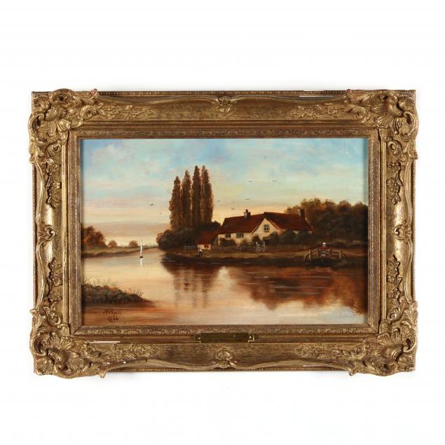 english-school-painting-of-mapledurham-on-the-river-thames