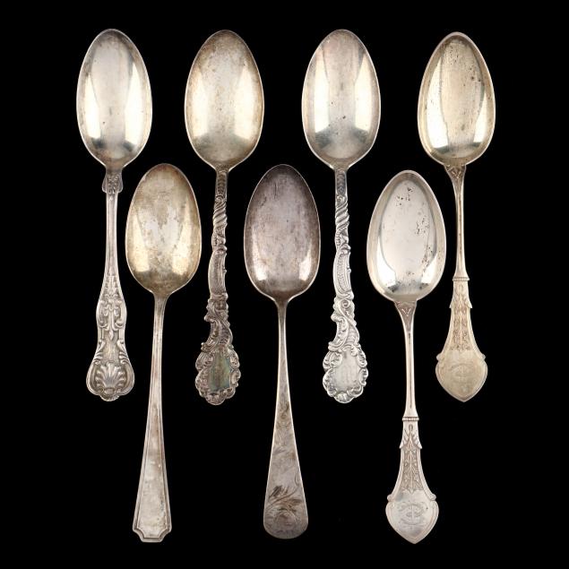 a-grouping-of-seven-sterling-silver-tablespoons-including-gorham