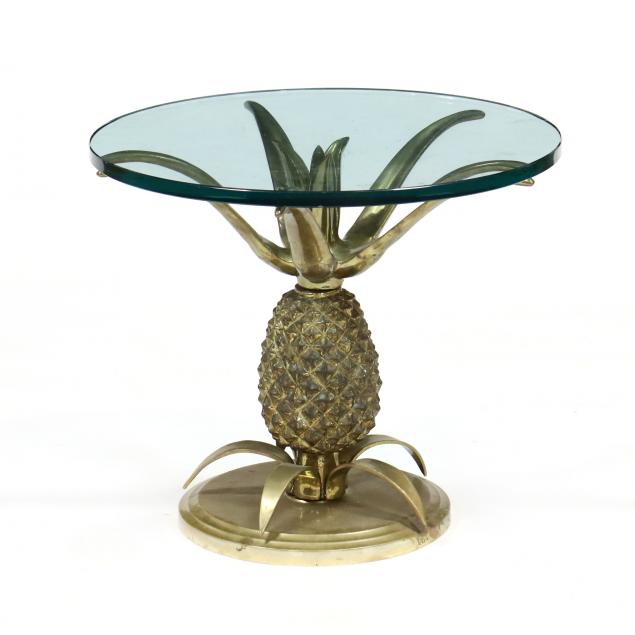 hollywood-regency-style-brass-pineapple-side-table