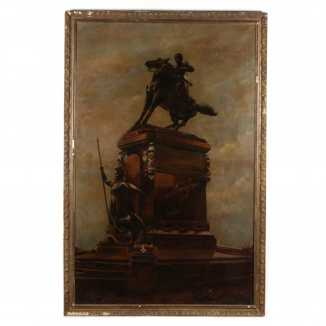 large-continental-painting-of-an-equestrian-monument