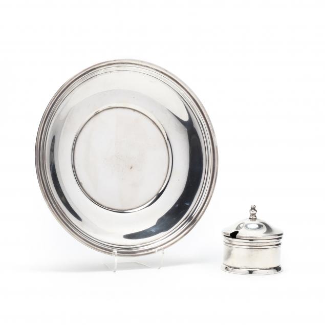 sterling-silver-round-plate-and-salt-cellar