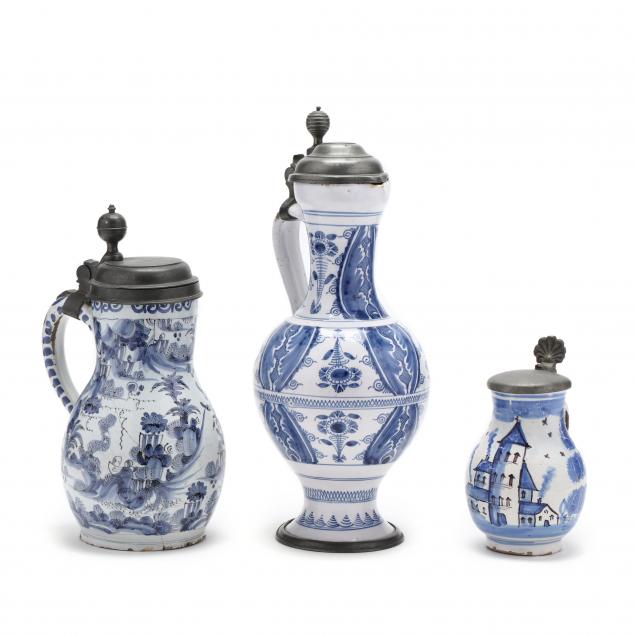 three-dutch-blue-and-white-flagons