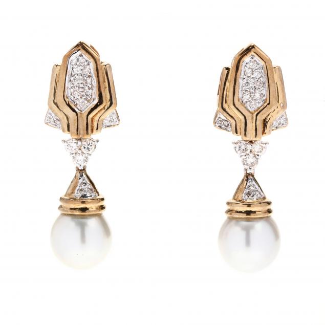 18kt-bi-color-gold-diamond-and-south-sea-pearl-earrings