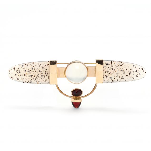 contemporary-14kt-gold-and-gem-set-brooch