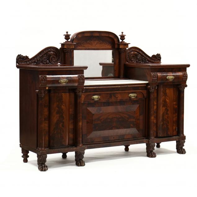 american-classical-mahogany-marble-top-carved-sideboard