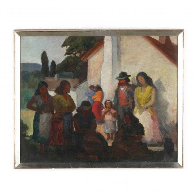 lajos-polczer-hungarian-1902-1968-village-scene