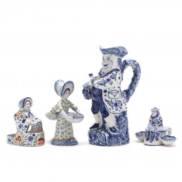 four-antique-tin-glazed-figural-pieces