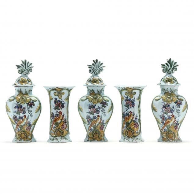 dutch-delft-five-piece-mantel-garniture-set