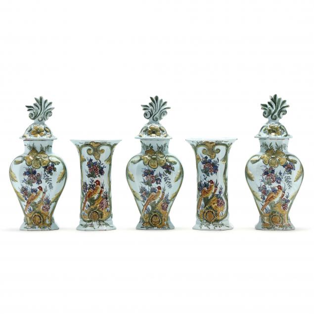 dutch-delft-five-piece-mantel-garniture-set