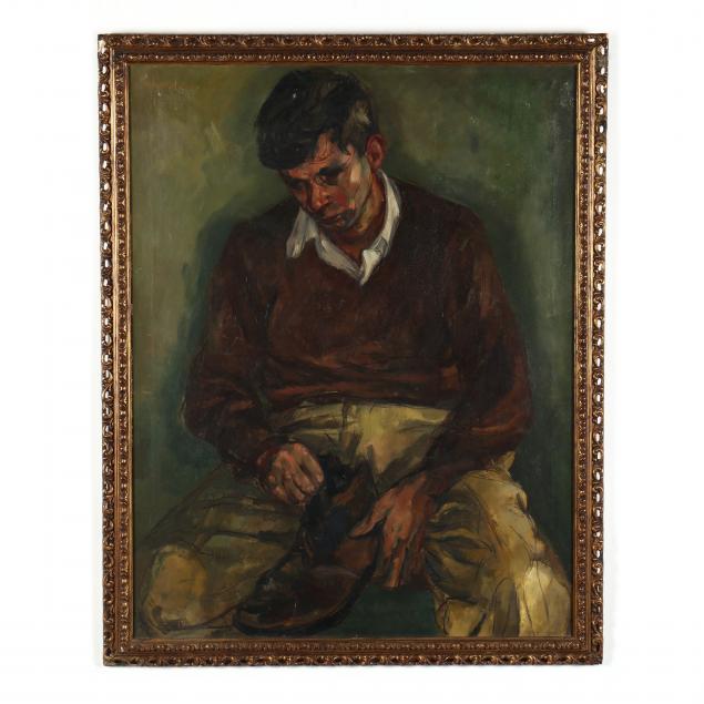 sheldon-schoneberg-american-1926-2012-seated-man-with-shoe