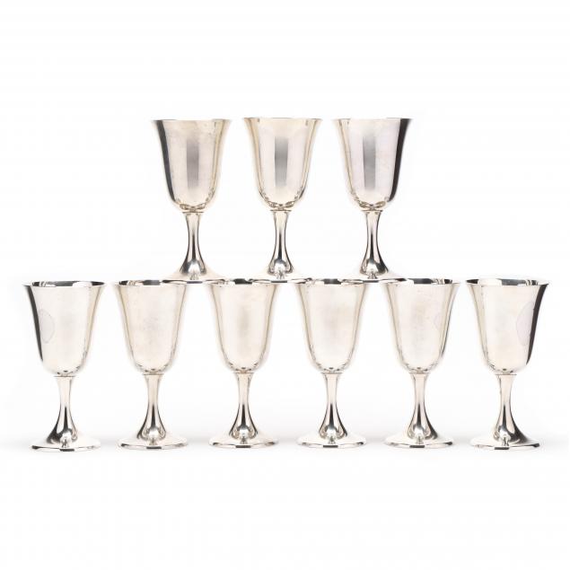 set-of-nine-sterling-silver-water-goblets-by-gorham