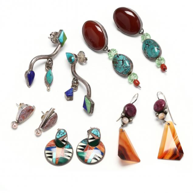 five-pairs-of-gem-set-earrings