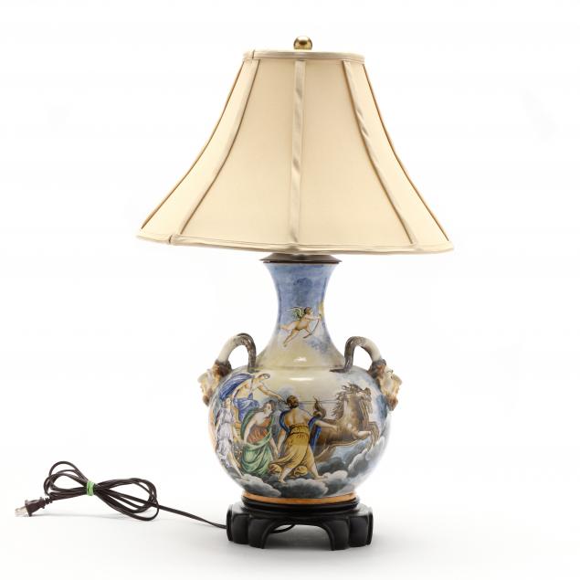 antique-faience-vase-with-mythological-design-presented-as-a-table-lamp