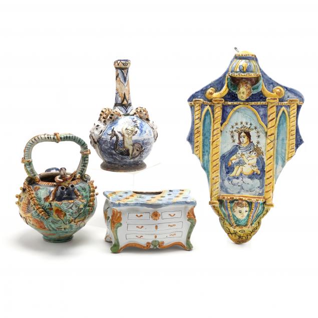 four-examples-of-early-italian-polychrome-majolica